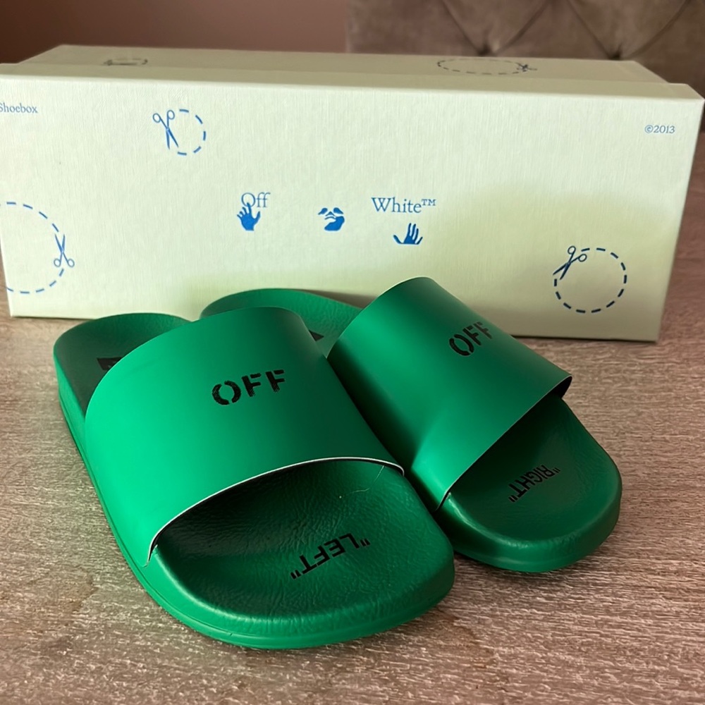 Off White Women Pool Slides - Picture 1 of 6